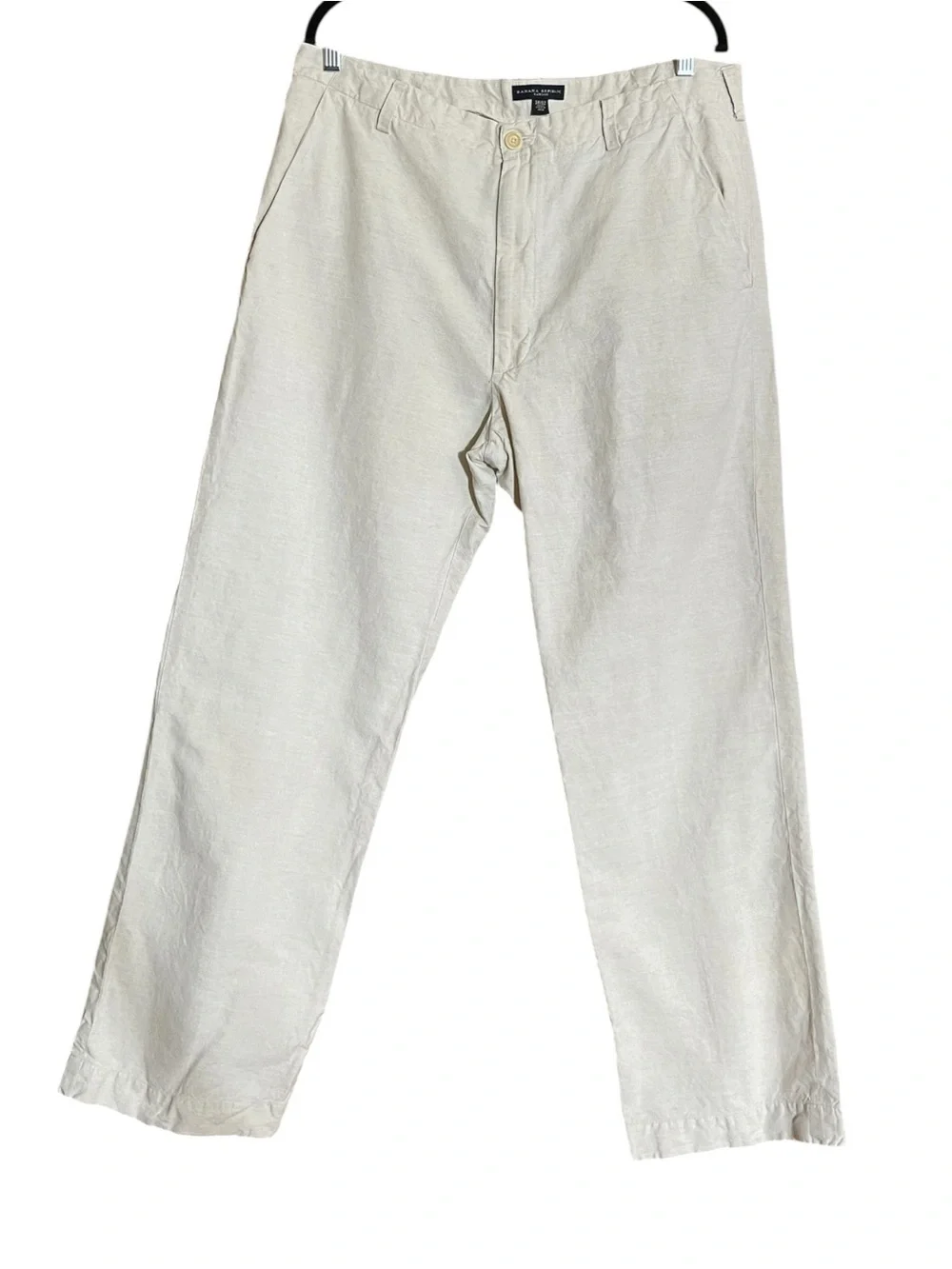 Banana Republic Dawson Linen Blend Pants 38x32 Ivory Relaxed Straight Resort